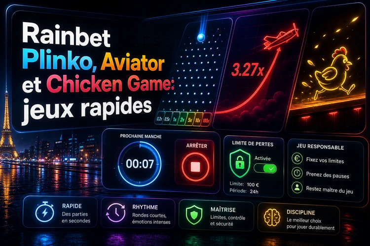 Rainbet Plinko, Aviator et Chicken Game: jeux instantanés et rythme rapide